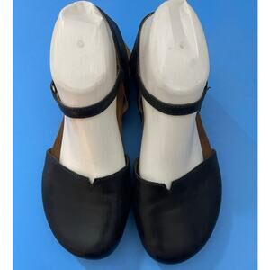 Dansko Black Leather Ankle Strap Sandals size 38 Ballet Ankle Strap